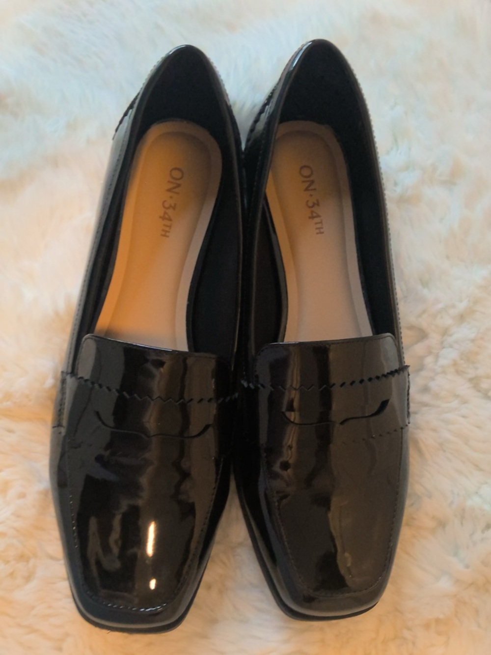 On 34th Charlotte Black Patent Square Toe Loafer Flats 9M